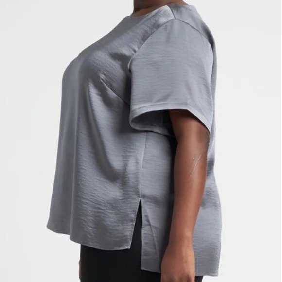NWT Universal Standard Alice Satin Boatneck Top Sedona Sage Green gray - Picture 2 of 14